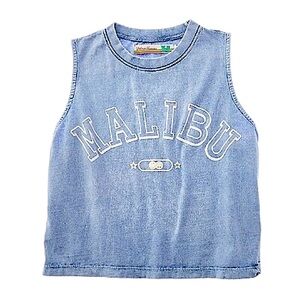 Vintage Havana Washed Malibu Muscle Tank Blue Malibu Sleeveless Top